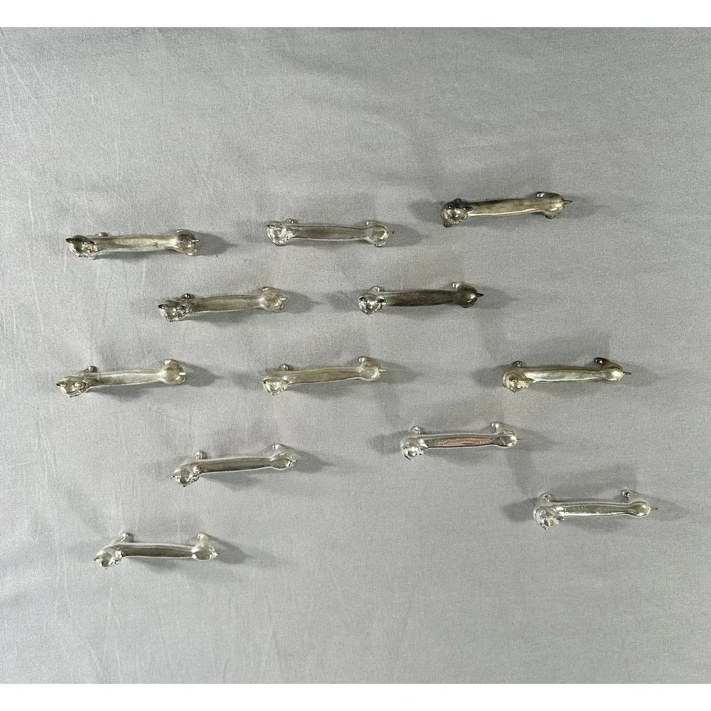 vintage silver-plated cat-shaped knife rests lot 12 Holiday Whimsical Art Deco